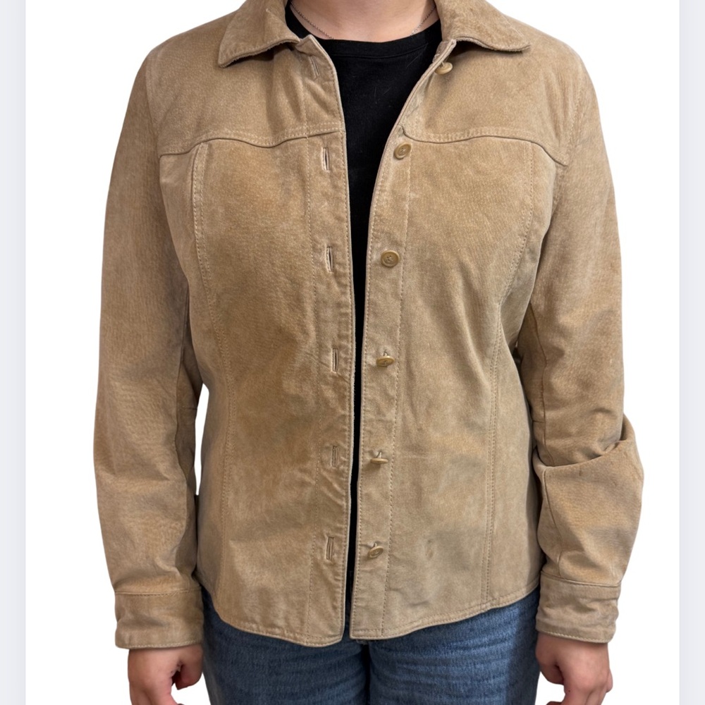 Cherokee Women's Western Style Beige Genuine Tan Leather Jacket Size M